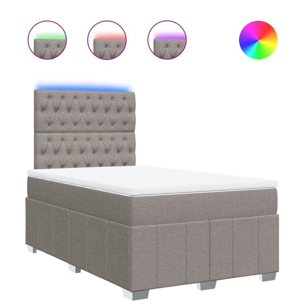 vidaXL Sommier à lattes de lit avec matelas Taupe 120x200 cm Tissu