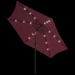 vidaXL Parasol d'extérieur avec LED et mât en acier 300 cm Bordeaux