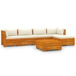 vidaXL Salon de jardin 6 Pièces avec coussins Bois d'acacia solide