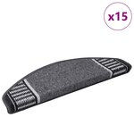 vidaXL Tapis d'escalier auto-adhésifs 15 Pièces Anthracite 65 x 21 x 4 cm
