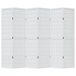 vidaXL Cloison de séparation 6 panneaux blanc bois de paulownia massif