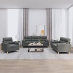 vidaXL Ensemble de canapés 3 Pièces coussins gris foncé tissu