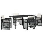 Ensemble de Salle à Manger de Jardin 5 Pièces avec Coussins Noir Poly Rattan