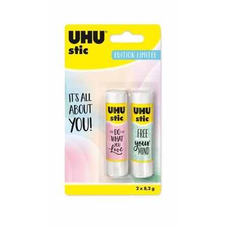 UHU LOT DE 2 STIC BLANC 8,2G PASTEL