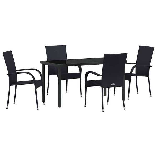 vidaXL Ensemble de salle à manger pour jardin 5 Pièces Noir Poly rotin