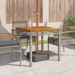 vidaXL Table de jardin gris 80x80x74 cm résine tressée et bois acacia
