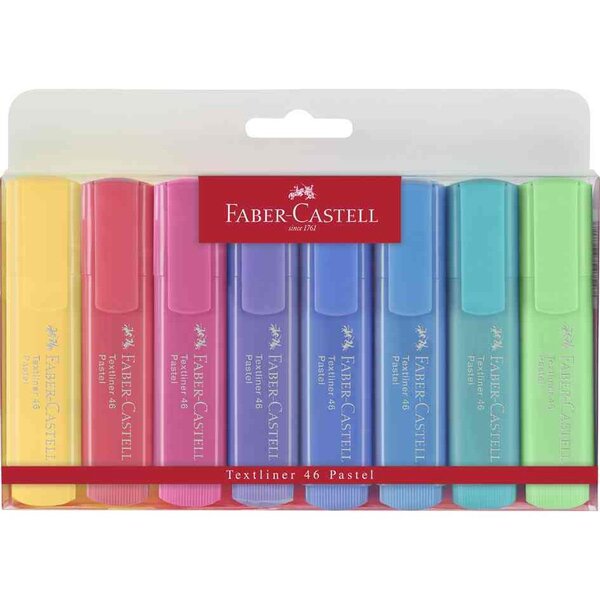 Surligneur Textliner 46 Pastel pochette de 8 FABER-CASTELL