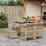 vidaXL Ensemble à manger de jardin et coussins 9 Pièces beige Poly rotin