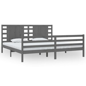 vidaXL Cadre de lit sans matelas gris 200x200 cm bois massif de pin
