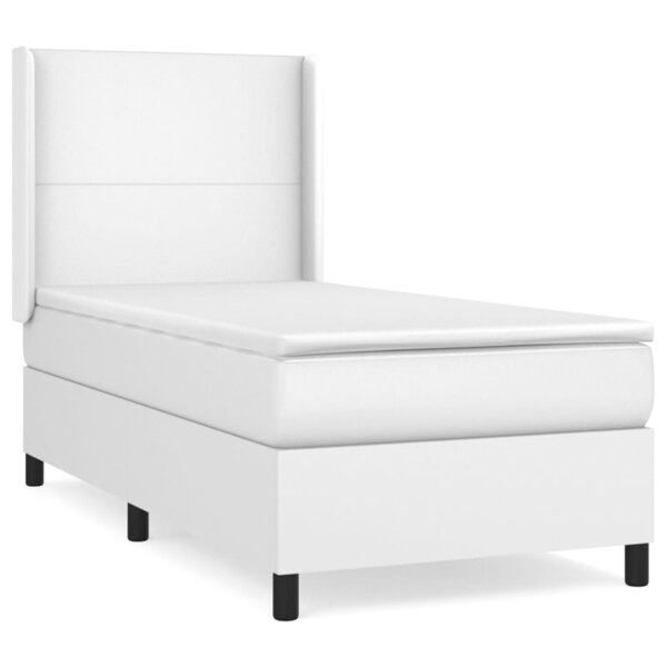 vidaXL Sommier à lattes de lit avec matelas Blanc 90x190 cm Similicuir