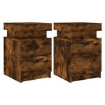 vidaXL Tables de chevet avec lumières LED 2 Pièces chêne fumé 35x39x55 cm
