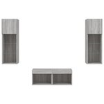 vidaXL Meuble TV muraux 4 Pièces avec lumières LED sonoma gris