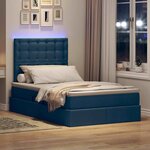 vidaXL Lit de rangement LED avec matelas Bleu 120 x 190 cm Tissu
