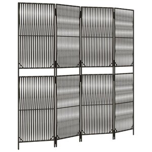 vidaXL Cloison de séparation 4 panneaux gris résine tressée