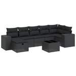 vidaXL Salon de jardin 8 Pièces avec coussins noir résine tressée