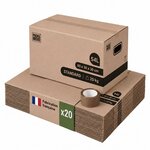 Pack and Move - Lot 20 cartons déménagement stockage standard - 60 x 30 x 30 cm - Poignées renforcées - 1 adhésif offert