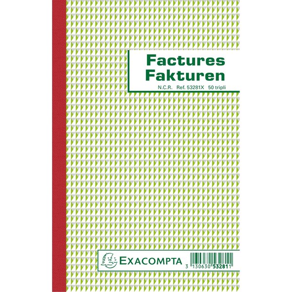 Manifold Factures 21x13 5cm 50 Feuillets Triple Autocopiant Billingue - Blanc - X 10 - Exacompta