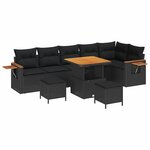 vidaXL Ensemble de canapé de jardin 9 Pièces Noir 80 x 80 x 71 cm