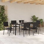 vidaXL Ensemble de salle à manger pour jardin 7 Pièces Noir