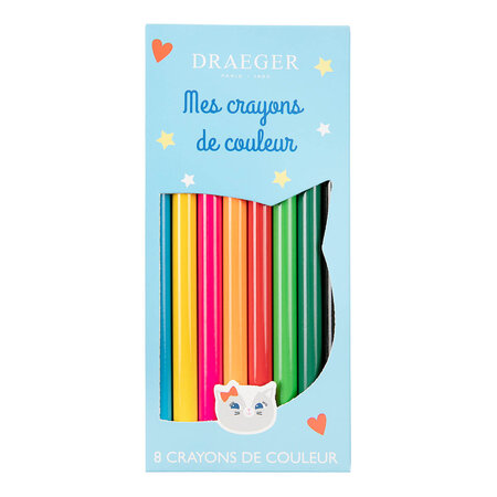 8 Crayons De Couleur Chat - Draeger paris