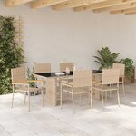 vidaXL Ensemble de salle à manger pour jardin 7 Pièces Beige polyrotin