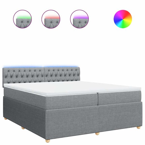 vidaXL Sommier à lattes de lit avec matelas Gris clair 200x200cm Tissu