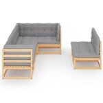 Salon de jardin meuble d'extérieur ensemble de mobilier 7 pièces avec coussins bois de pin massif 02_0017103