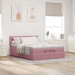 vidaXL Cadre de lit ottoman avec matelas rose 140x190 cm velours
