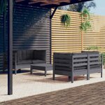 vidaXL Salon de jardin 5 Pièces avec coussins anthracite bois de pin