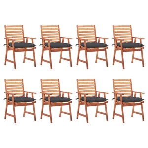 vidaXL Chaises à manger d'extérieur lot de 8 et coussins Acacia massif