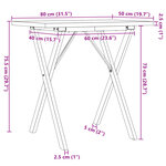 vidaXL Table à manger cadre en X 80x50x75 5cm bois de pin massif acier