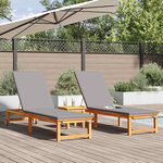 vidaXL Transat 2 Pièces Marron 53 x 202 x 89cm Bois d'acacia massif