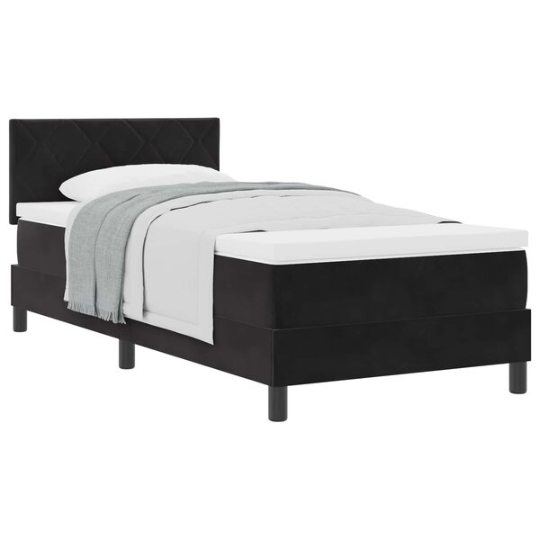 vidaXL Lit à ressorts avec matelas Noir 90 x 190 cm Velours