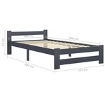 vidaXL Cadre de lit Gris foncé Bois de pin massif 100x200 cm