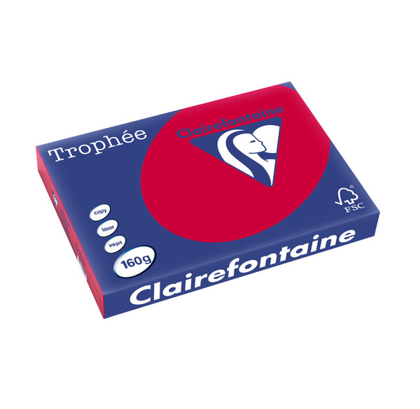 Ramette 250 Feuilles Papier 160g A3 420x297 mm Certifié FSC groseille TROPHÉE