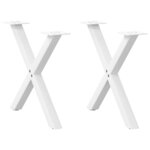 vidaXL Pieds de table basse en forme de X  2 pièces  blanc  60 x (42-43) cm  acier