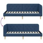 vidaXL Cadre de lit d'angle avec tête de lit Bleu 90 x 200 cm tissu