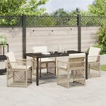 vidaXL Ensemble repas jardin 5 pièces avec coussins beige