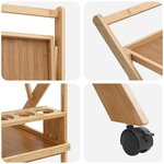 vidaXL Chariot de Cuisine avec Roues Marron Clair 65 x 40 5 x 76 5 cm
