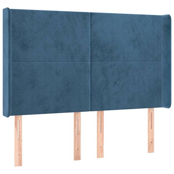 vidaXL Tête de lit avec oreilles Bleu foncé 147x16x118/128 cm Velours