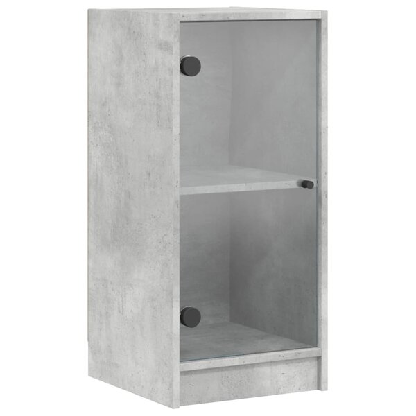 vidaXL Armoire latérale avec portes en verre gris béton 35x37x75 5 cm
