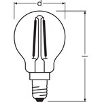 Osram ampoule led sphérique clair filament  2 5w=25 e14 chaud