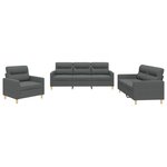 vidaXL Ensemble de canapés 3 Pièces avec coussins Gris foncé Tissu
