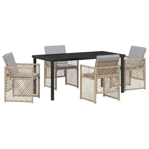 vidaXL Ensemble de salle à manger pour jardin 5 Pièces Beige polyrotin