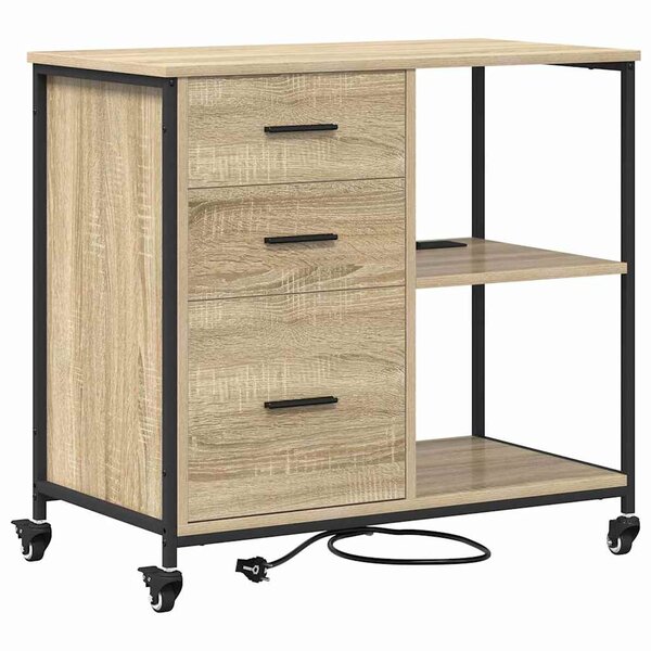 vidaXL Cabinet de Bureau avec roue Chêne sonoma 76 x 41 x 72 cm