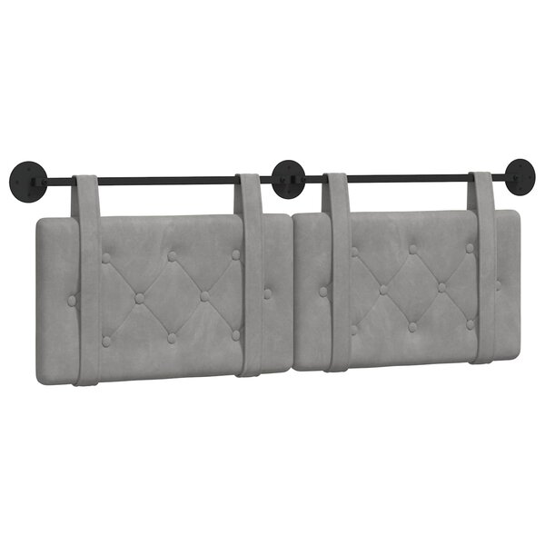 vidaXL Tête de lit suspendue Gris clair Velours