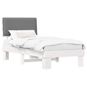 vidaXL Cadre de lit avec tête de lit rembourrée Gris clair 80 x 200 cm