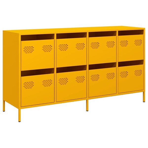 vidaXL Buffet jaune moutarde 135x39x73 5 cm acier laminé à froid