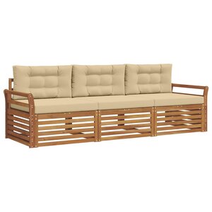 vidaXL Ensemble de canapés d'extérieur 3 Pièces Naturel et Beige
