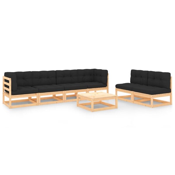 vidaXL Salon de jardin 7 Pièces avec coussins Bois de pin massif